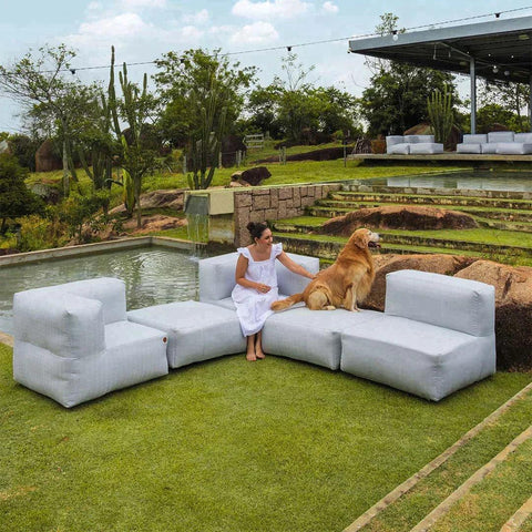 Lounge de 5 Puffs Modulares para Canto Lounge de 5 Puffs Modulares para Canto