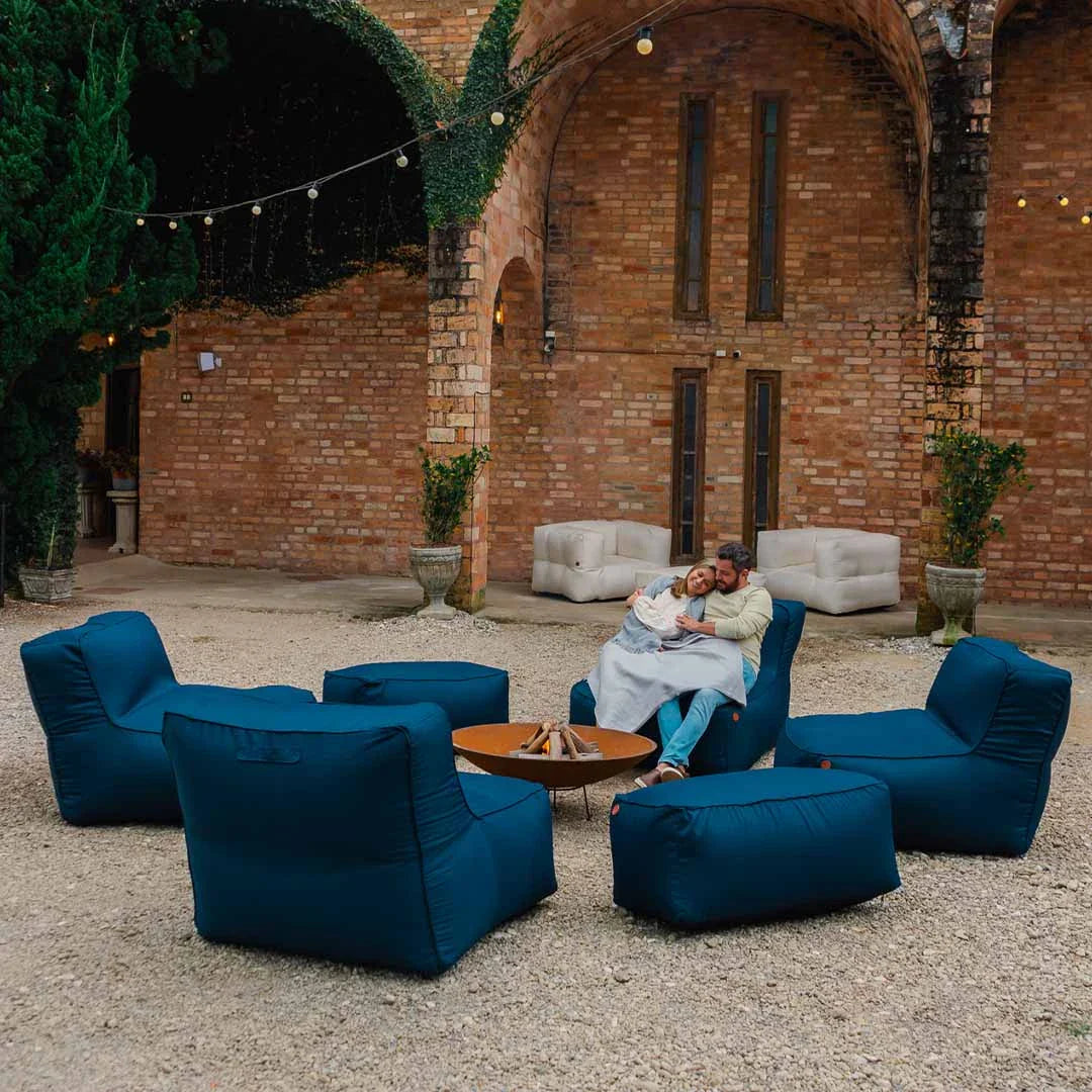 Kit 4 Puffs Joy + 2 Apoios + Lareira Externa 80cm