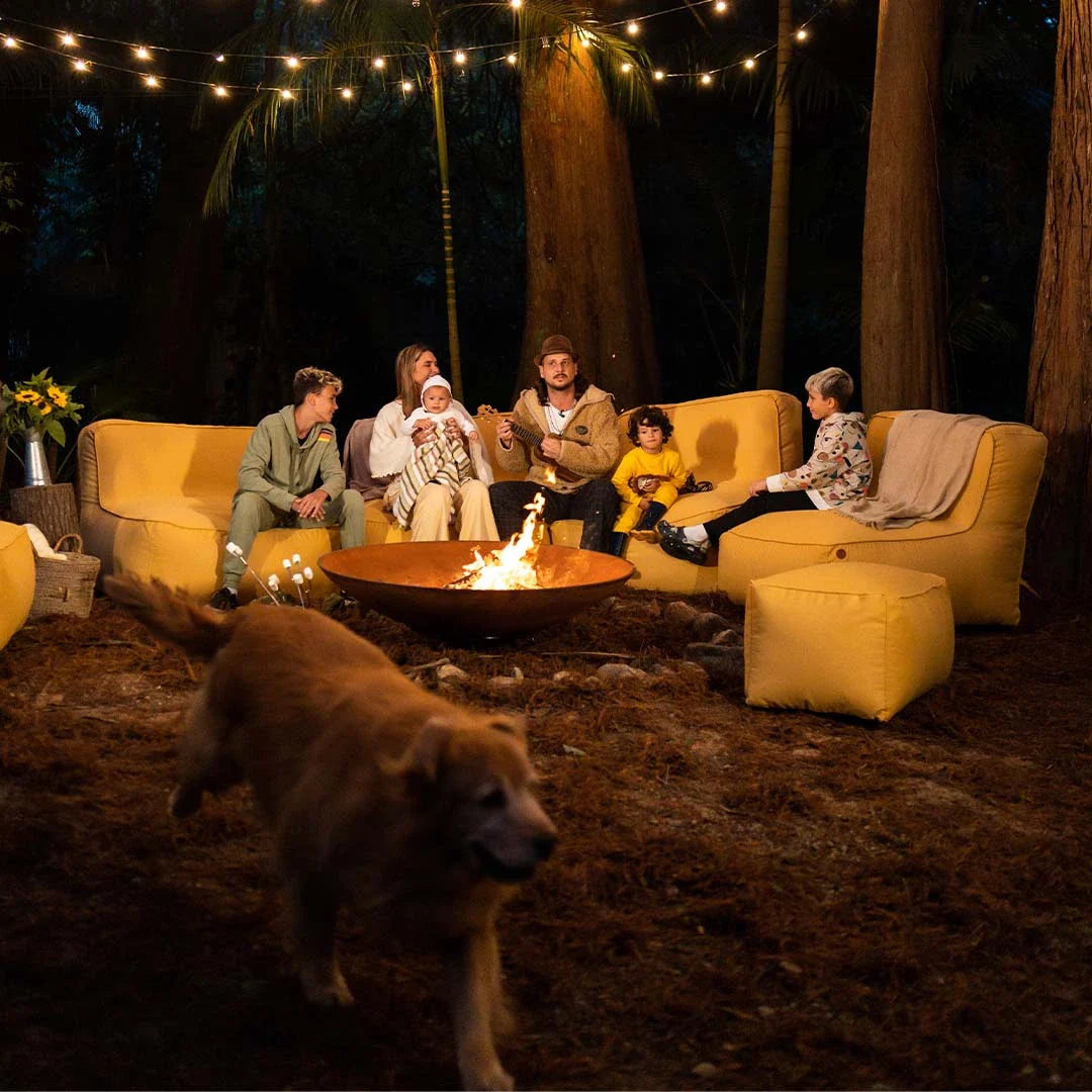 Kit 4 Puffs Joy + 2 Apoios + Lareira Externa 80cm