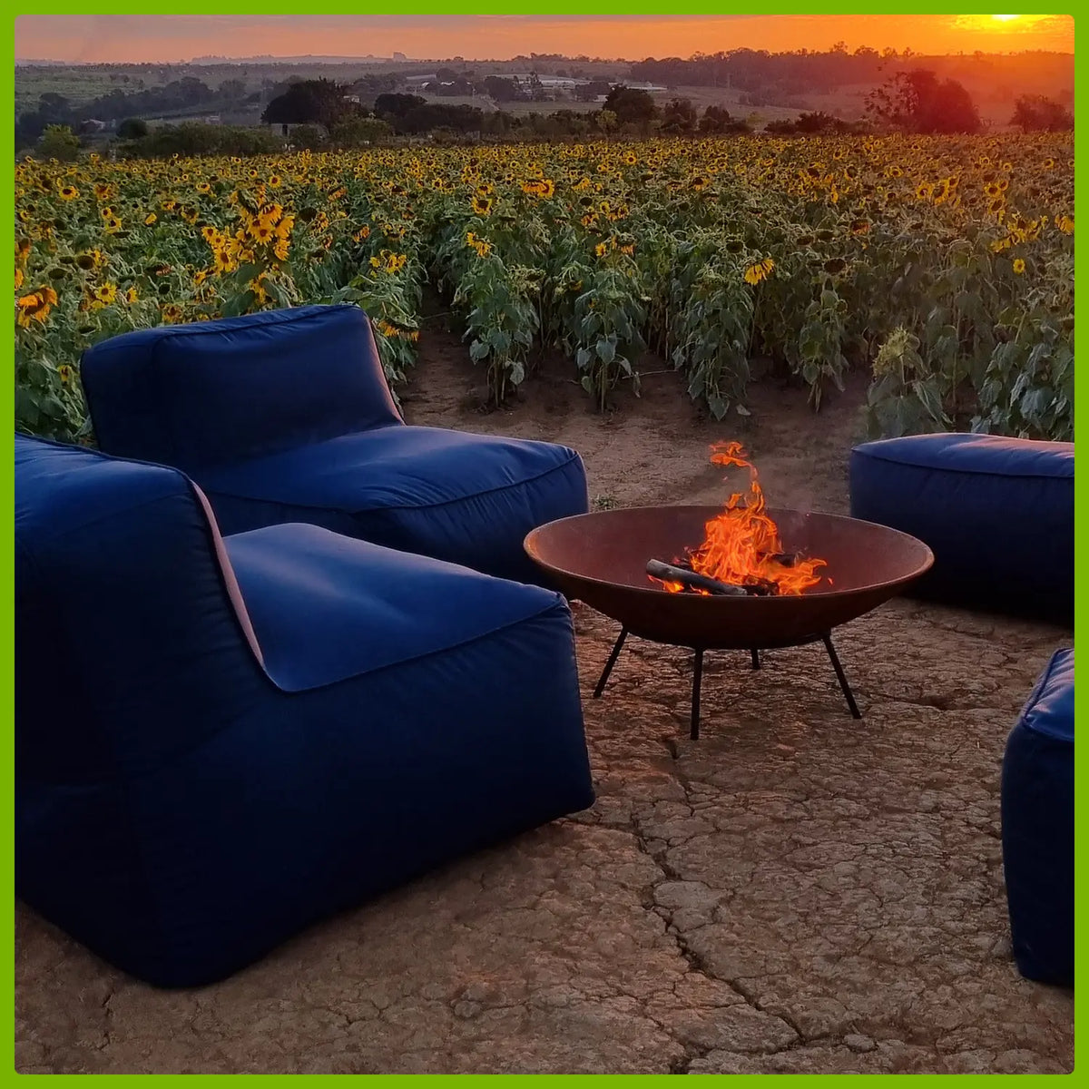 Kit 2 Puffs Joy com Apoios + Lareira Externa 80cm