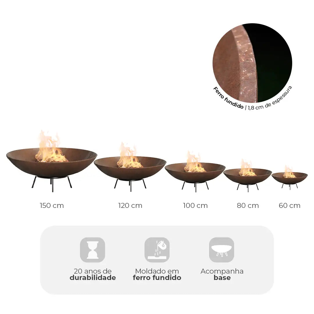 Tacho Rústico - Lareira Externa Corten | 100cm