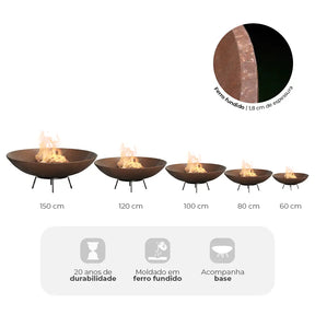 Tacho Rústico - Lareira Externa Corten | 60cm