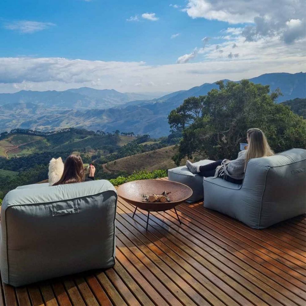 Kit 2 Puffs Joy com Apoios + Lareira Externa 80cm